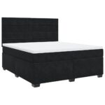 Box spring postelja z vzmetnico črna 180x200 cm žamet - Image 2