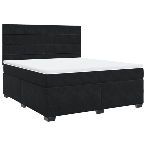 Box spring postelja z vzmetnico črna 180x200 cm žamet - Image 2