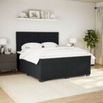 Box spring postelja z vzmetnico črna 180x200 cm žamet - Image 3