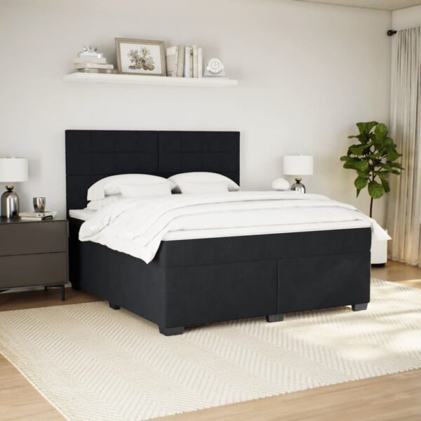 Box spring postelja z vzmetnico črna 180x200 cm žamet - Image 3
