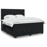 Box spring postelja z vzmetnico črna 180x200 cm žamet