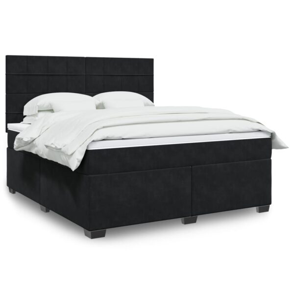 Box spring postelja z vzmetnico črna 180x200 cm žamet
