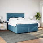 Box spring postelja z vzmetnico modra 180x200 cm žamet - Image 3