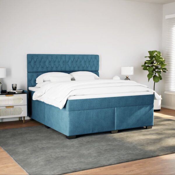 Box spring postelja z vzmetnico modra 180x200 cm žamet - Image 3