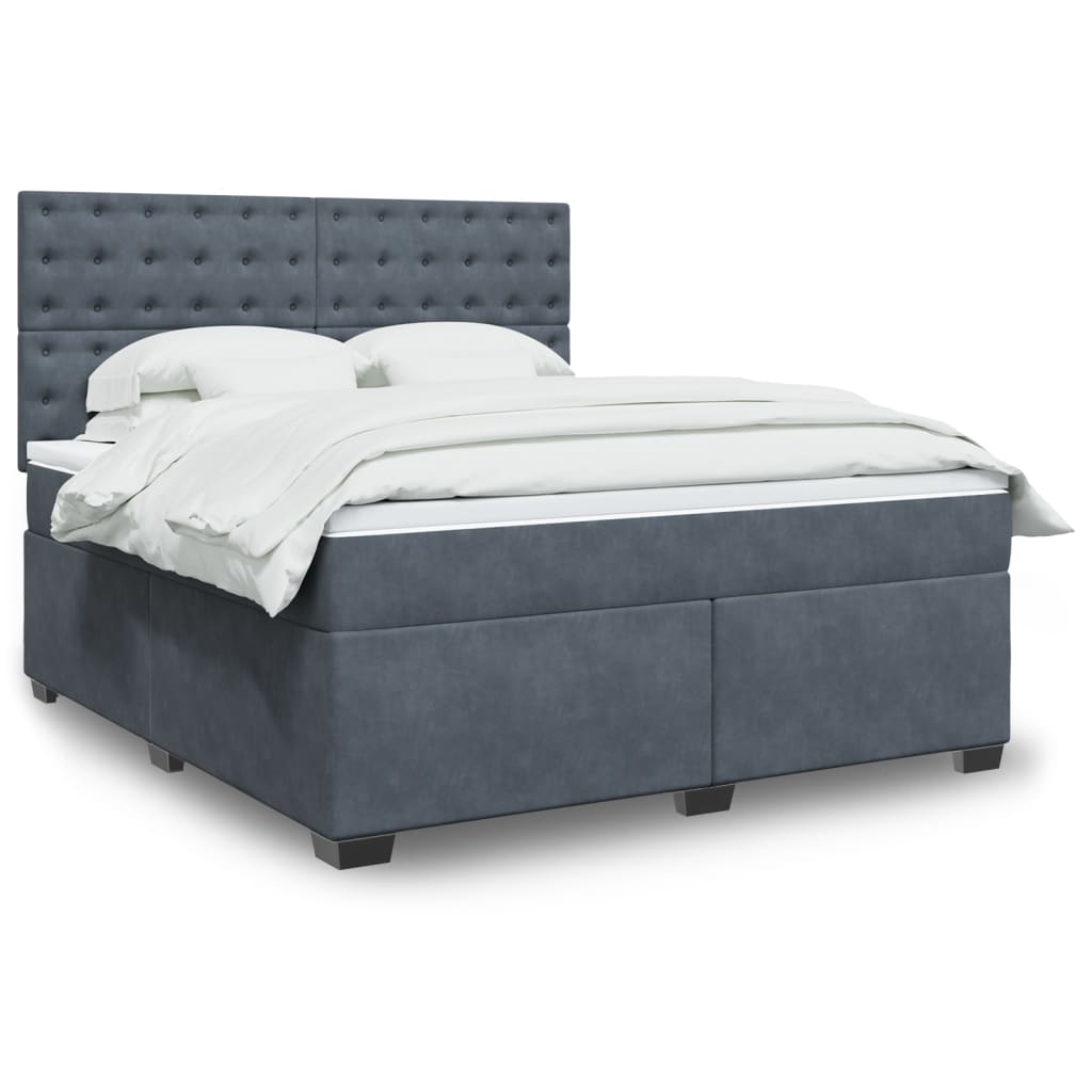 Box spring postelja z vzmetnico temno siva 180×200 cm žamet