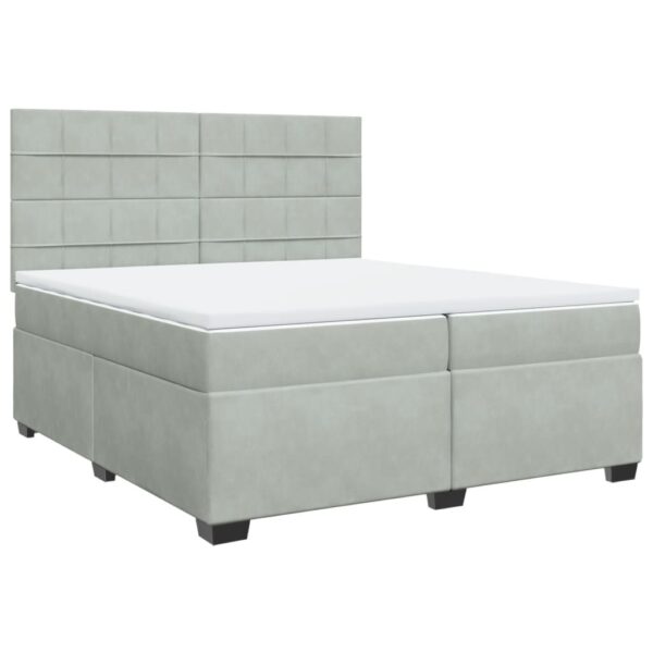 Box spring postelja z vzmetnico svetlo siva 200x200 cm žamet - Image 2