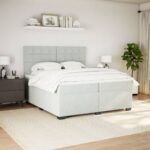Box spring postelja z vzmetnico svetlo siva 200x200 cm žamet - Image 3
