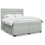 Box spring postelja z vzmetnico svetlo siva 200x200 cm žamet