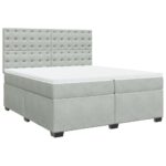 Box spring postelja z vzmetnico svetlo siva 200x200 cm žamet - Image 2