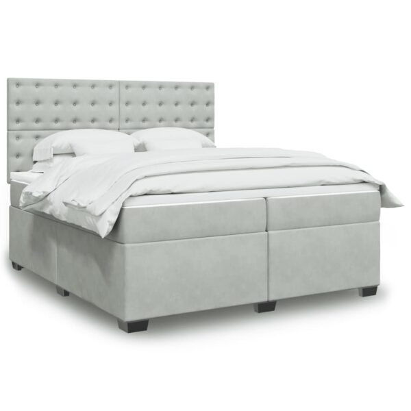 Box spring postelja z vzmetnico svetlo siva 200x200 cm žamet