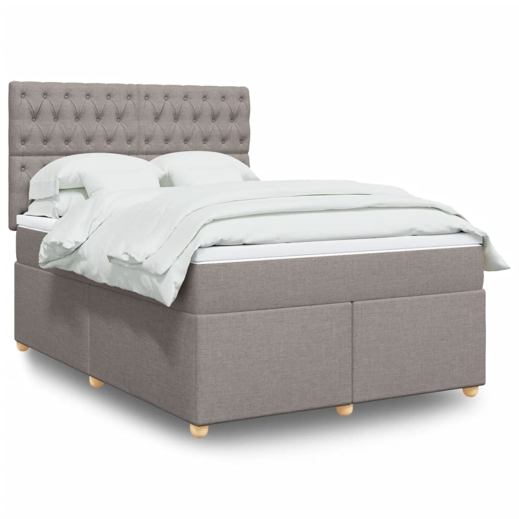 Box spring postelja z vzmetnico taupe 160×200 cm blago