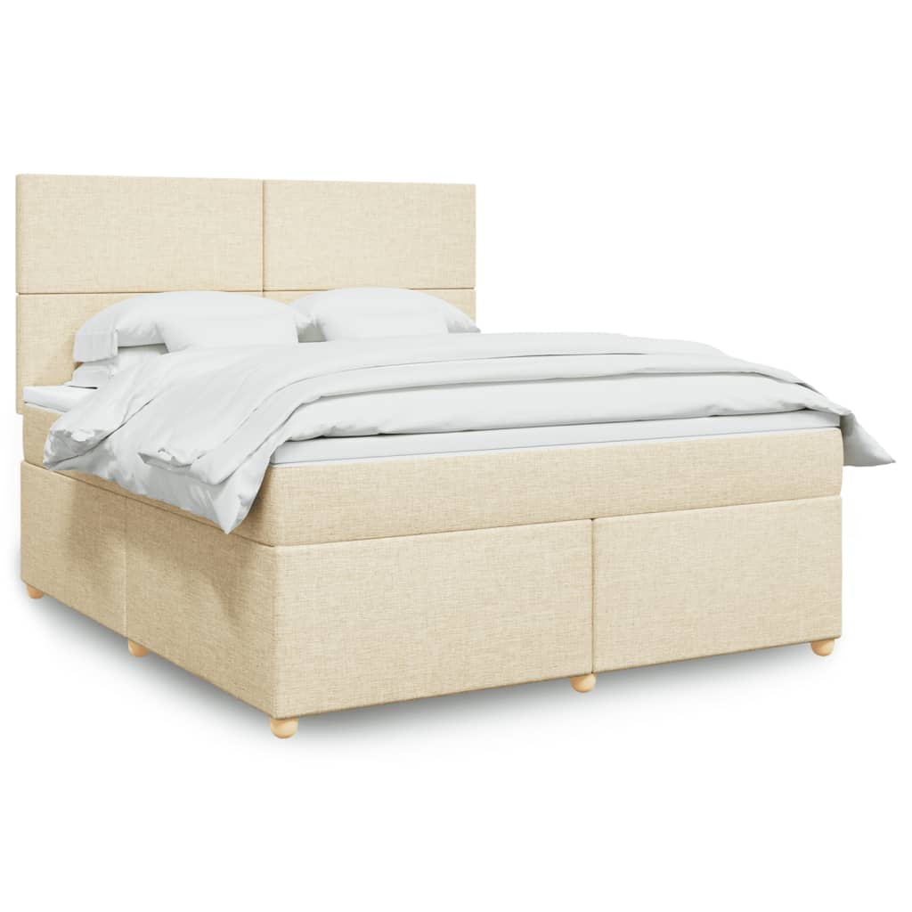 Box spring postelja z vzmetnico krem 180×200 cm blago