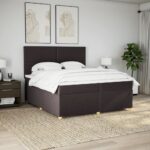 Box spring postelja z vzmetnico temno rjav 200x200 cm blago - Image 3
