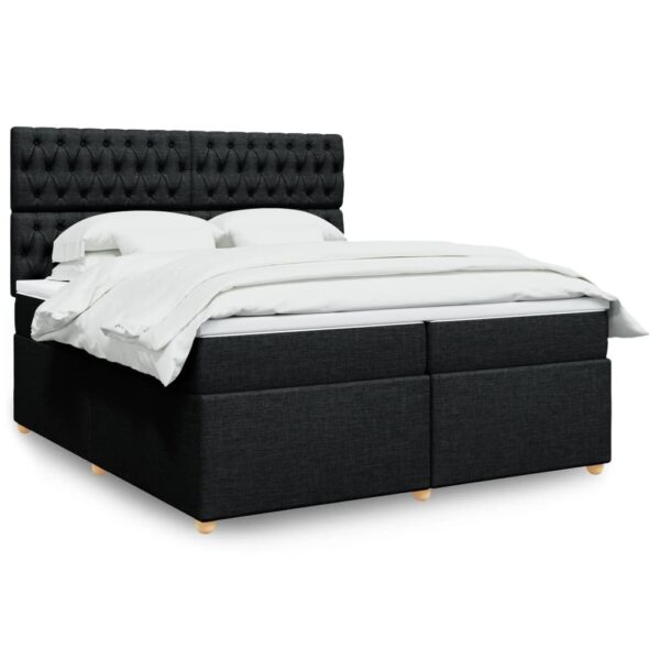Box spring postelja z vzmetnico črn 200x200 cm blago