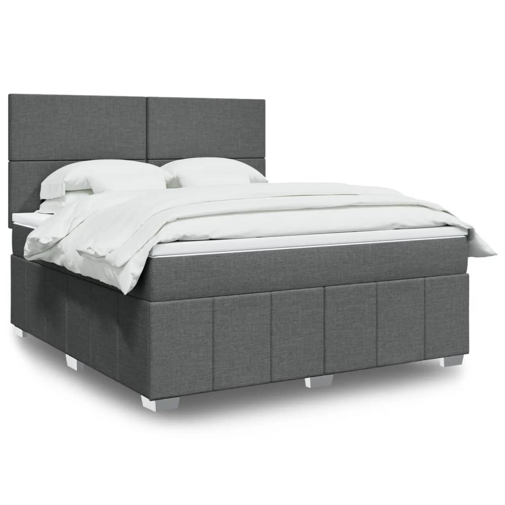 Box spring postelja z vzmetnico temno siva 180×200 cm blago
