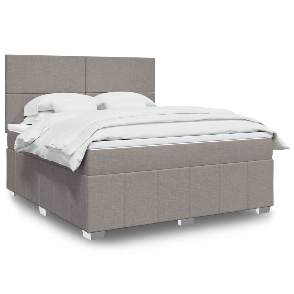 Box spring postelja z vzmetnico taupe 180×200 cm blago