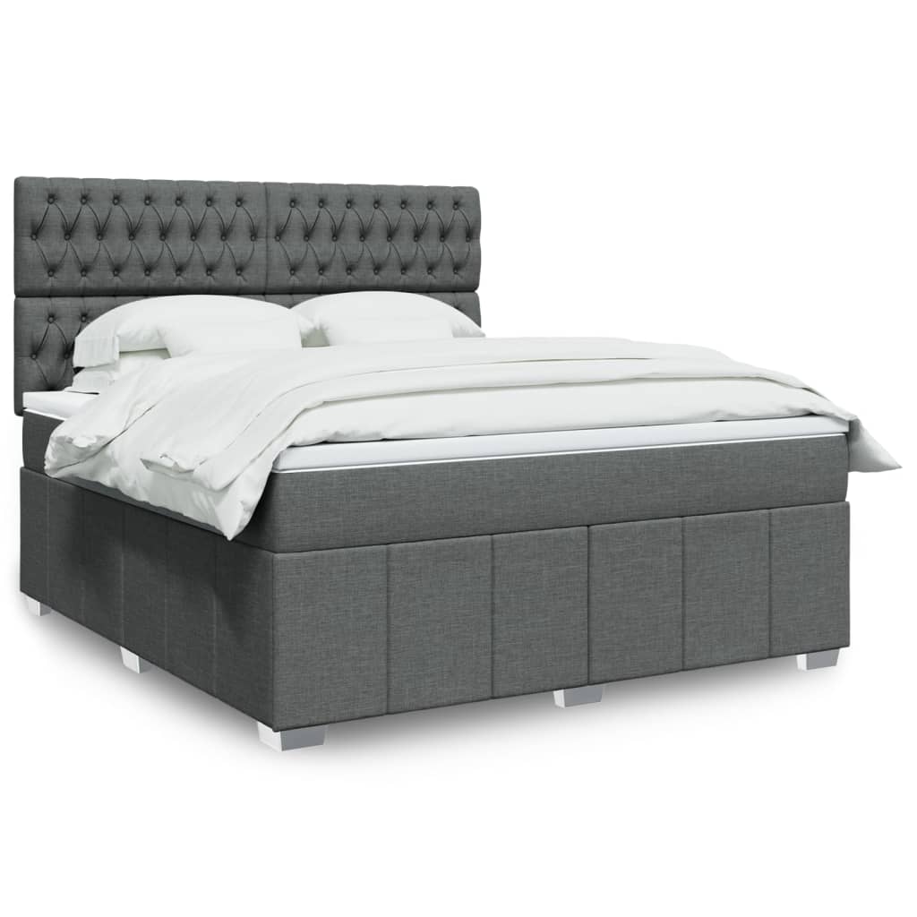 Box spring postelja z vzmetnico temno siva 180×200 cm blago