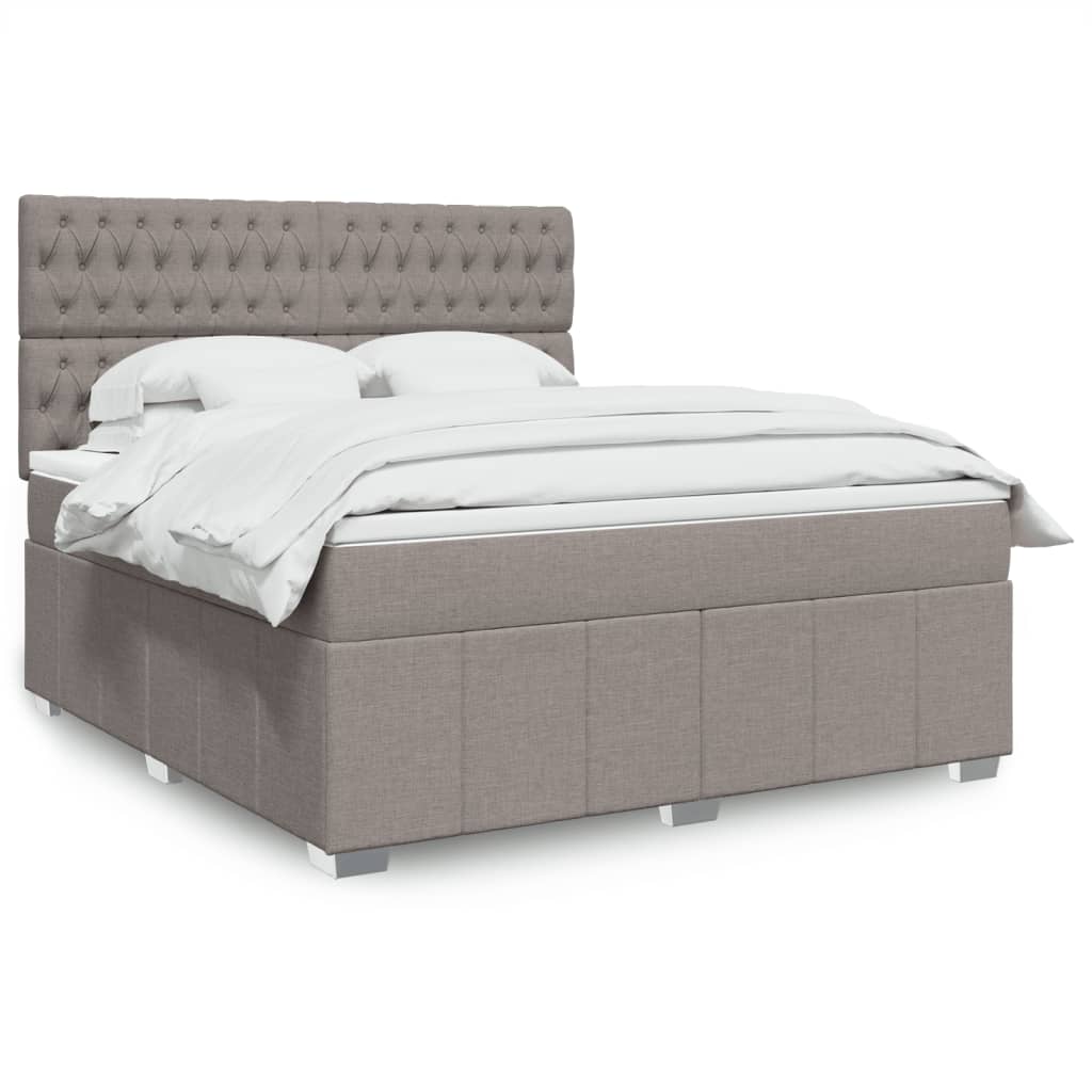 Box spring postelja z vzmetnico taupe 180×200 cm blago