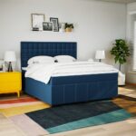 Box spring postelja z vzmetnico modra 180x200 cm blago - Image 3