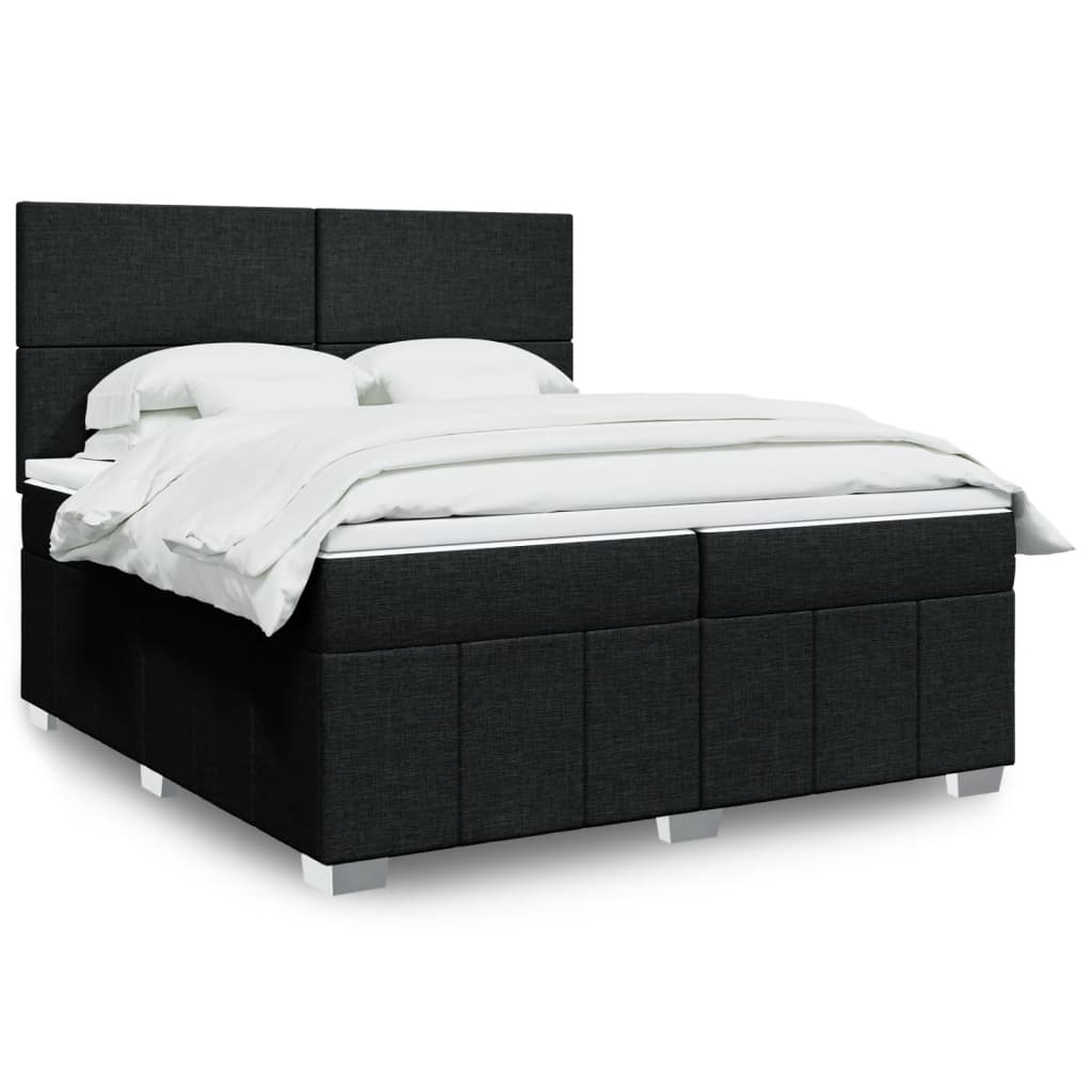 Box spring postelja z vzmetnico črn 200×200 cm blago