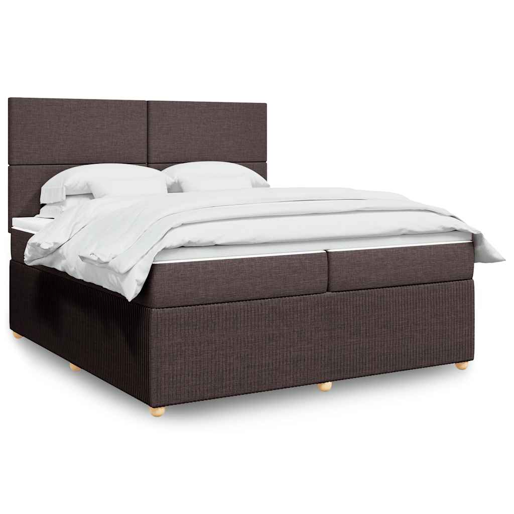 Box spring postelja z vzmetnico temno rjav 200×200 cm blago