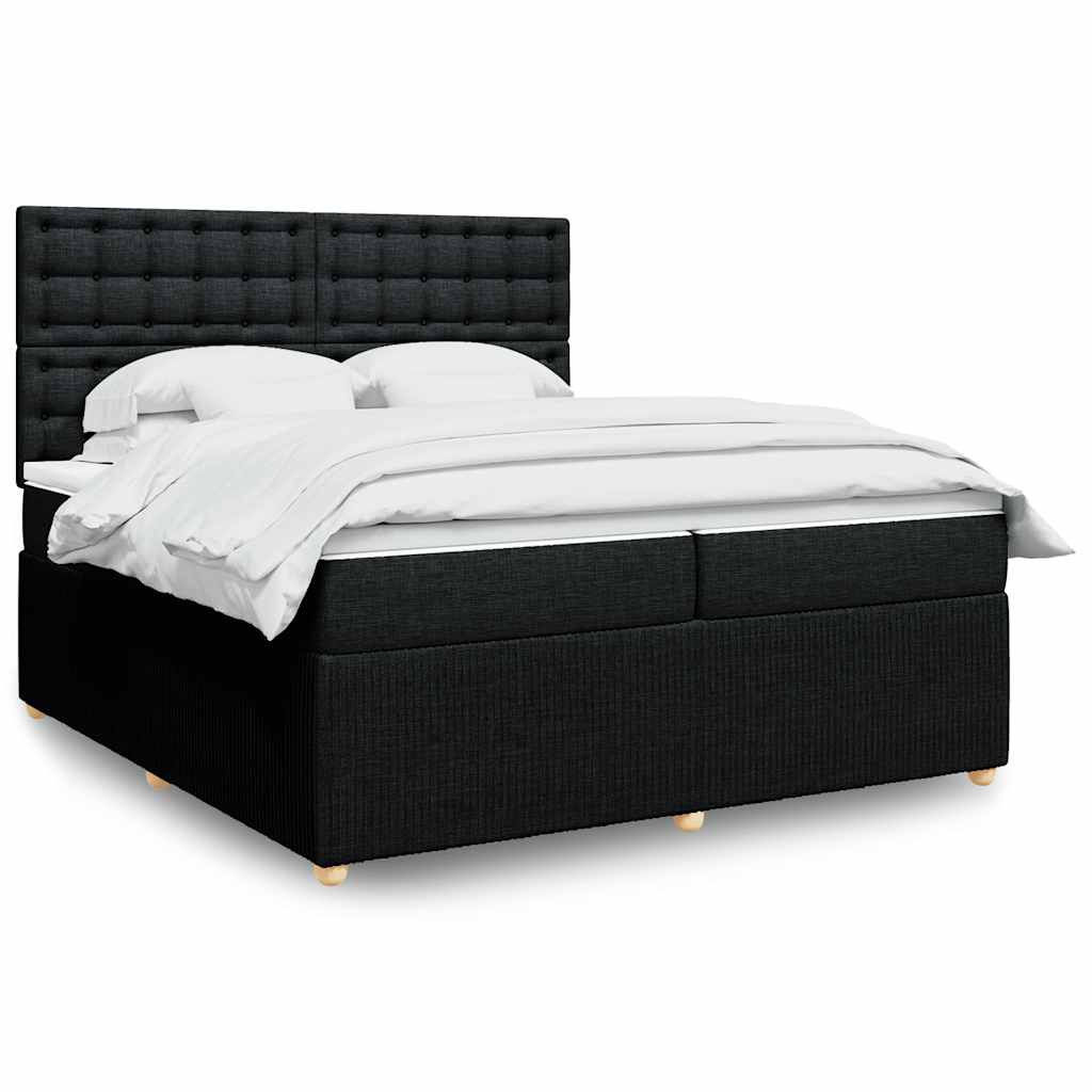 Box spring postelja z vzmetnico črn 200×200 cm blago
