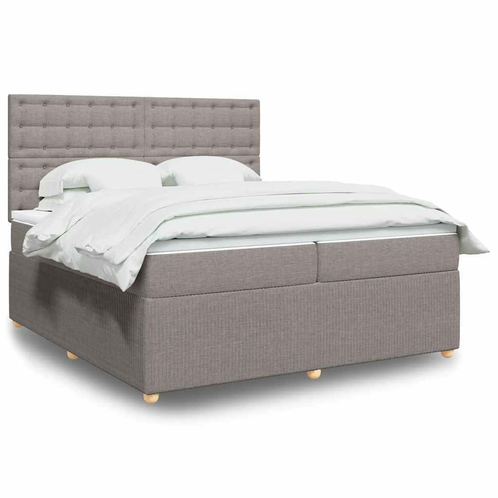 Box spring postelja z vzmetnico taupe 200×200 cm blago