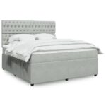 Box spring postelja z vzmetnico svetlo siva 180x200 cm žamet