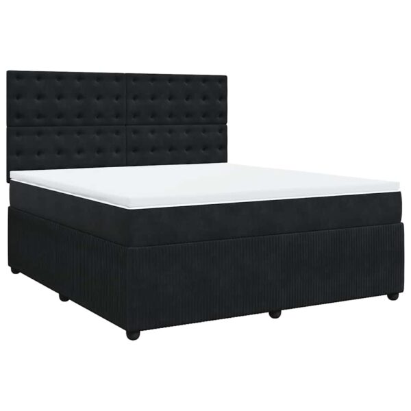 Box spring postelja z vzmetnico črna 180x200 cm žamet - Image 2