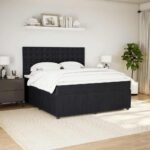 Box spring postelja z vzmetnico črna 180x200 cm žamet - Image 3