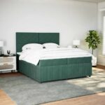 Box spring postelja z vzmetnico temno zelena 200x200 cm žamet - Image 3