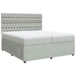 Box spring postelja z vzmetnico svetlo siva 200x200 cm žamet - Image 2