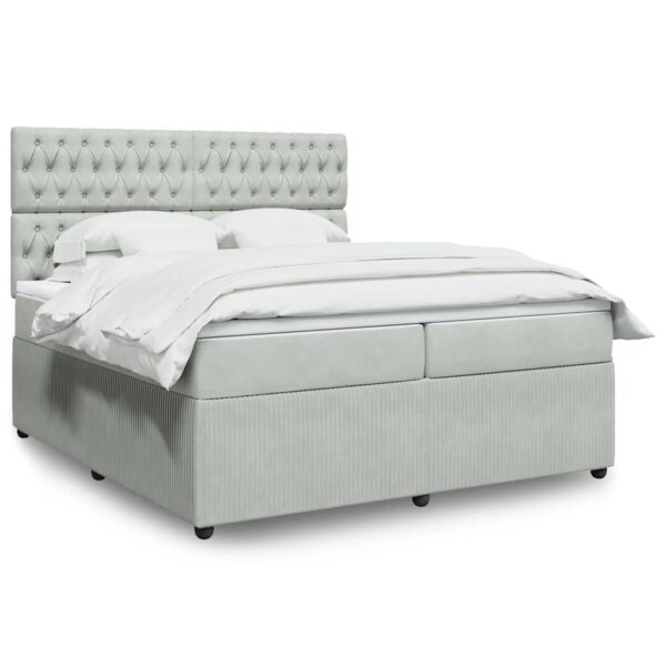 Box spring postelja z vzmetnico svetlo siva 200x200 cm žamet