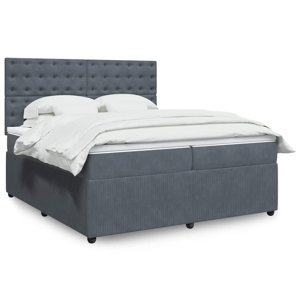 Box spring postelja z vzmetnico temno siva 200×200 cm žamet