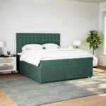 Box spring postelja z vzmetnico temno zelena 200x200 cm žamet - Image 3