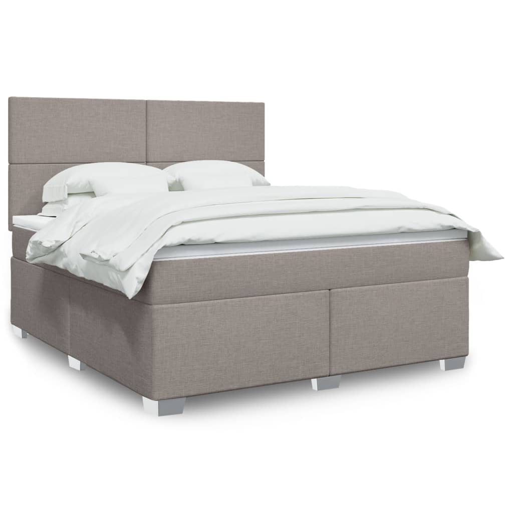 Box spring postelja z vzmetnico taupe 180×200 cm blago