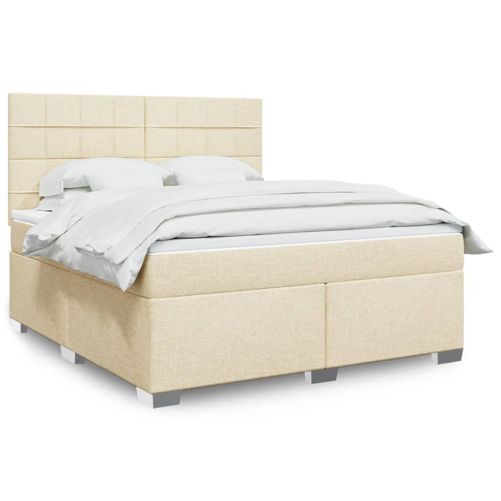 Box spring postelja z vzmetnico krem 180×200 cm blago