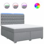 Box spring postelja z vzmetnico svetlo siva 180x200 cm blago - Image 2
