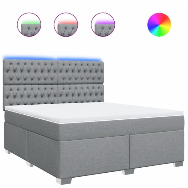 Box spring postelja z vzmetnico svetlo siva 180x200 cm blago - Image 2