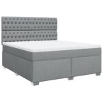 Box spring postelja z vzmetnico svetlo siva 180x200 cm blago - Image 3