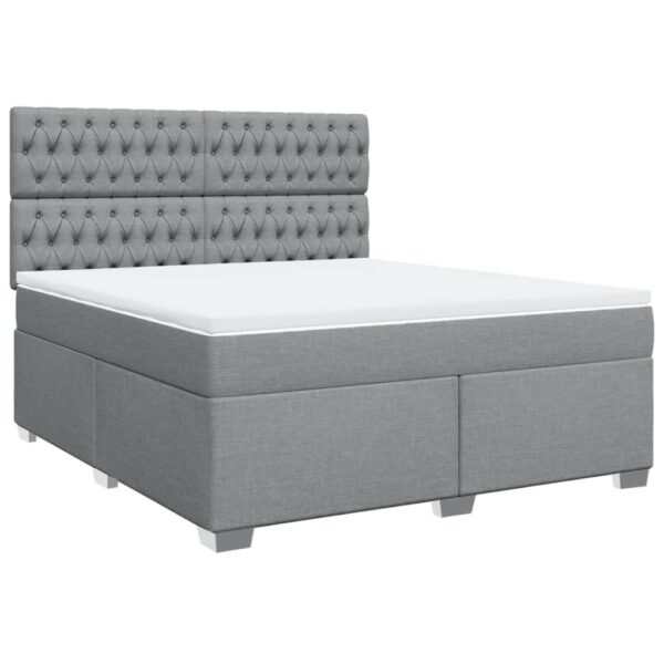 Box spring postelja z vzmetnico svetlo siva 180x200 cm blago - Image 3