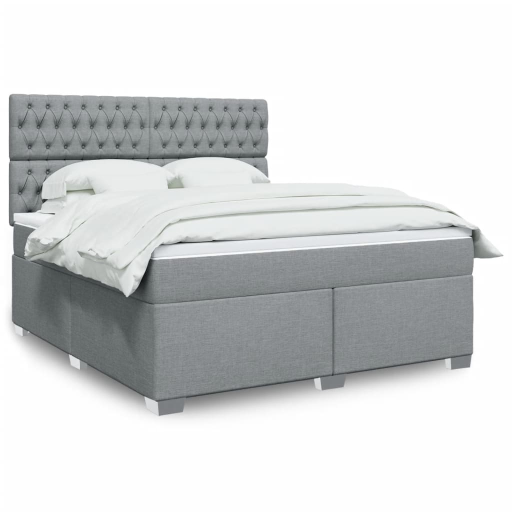 Box spring postelja z vzmetnico svetlo siva 180×200 cm blago