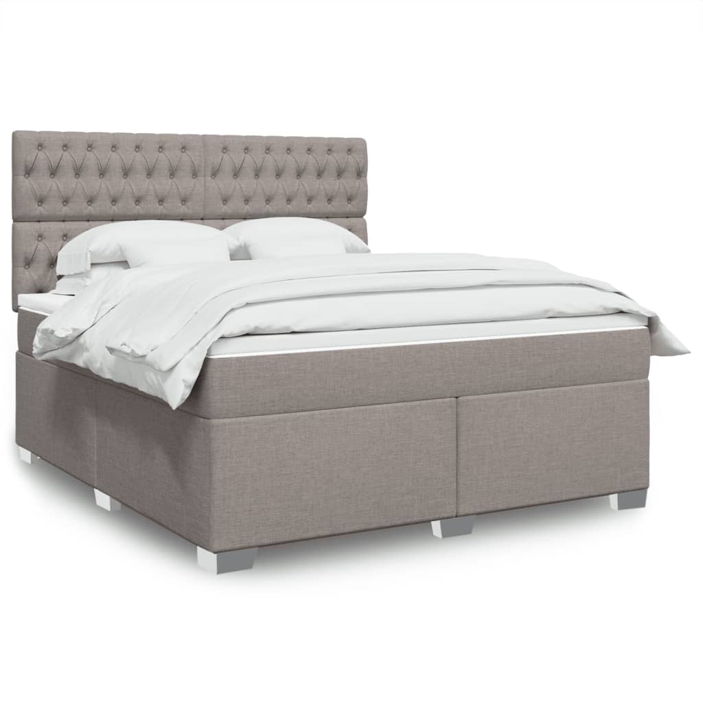 Box spring postelja z vzmetnico taupe 180×200 cm blago