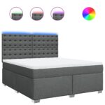 Box spring postelja z vzmetnico temno siva 180x200 cm blago - Image 2