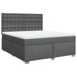 Box spring postelja z vzmetnico temno siva 180x200 cm blago - Image 3