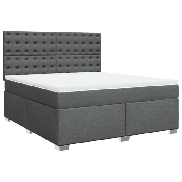 Box spring postelja z vzmetnico temno siva 180x200 cm blago - Image 3