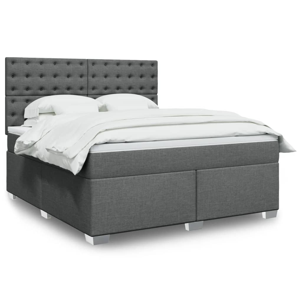 Box spring postelja z vzmetnico temno siva 180×200 cm blago
