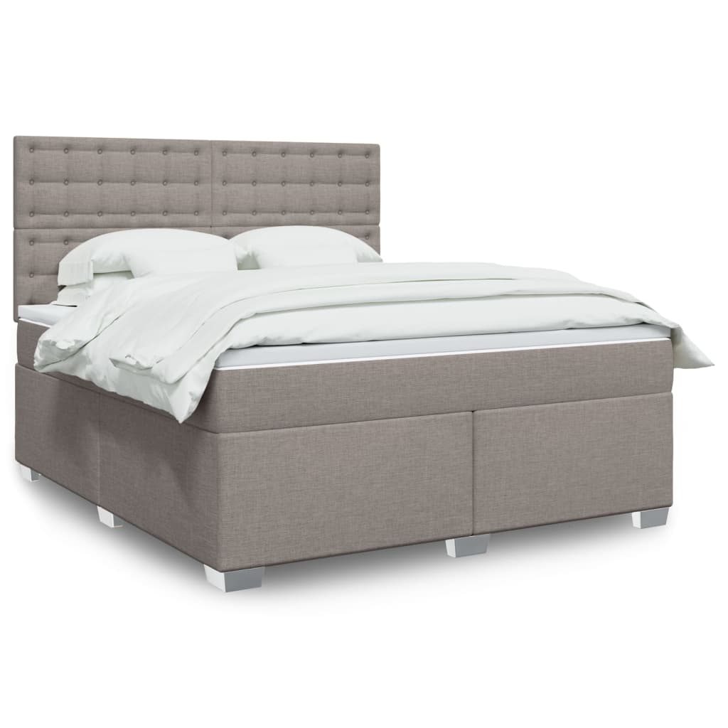 Box spring postelja z vzmetnico taupe 180×200 cm blago