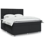Box spring postelja z vzmetnico črn 180x200 cm umetno usnje