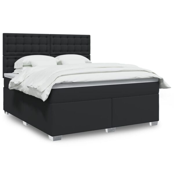Box spring postelja z vzmetnico črn 180x200 cm umetno usnje